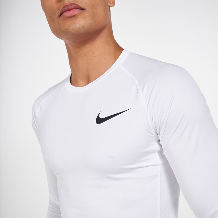 Nike Men's Pro Long Sleeve T-Shirt White Nike Men's Pro Long Sleeve T-Shirt White image number 3