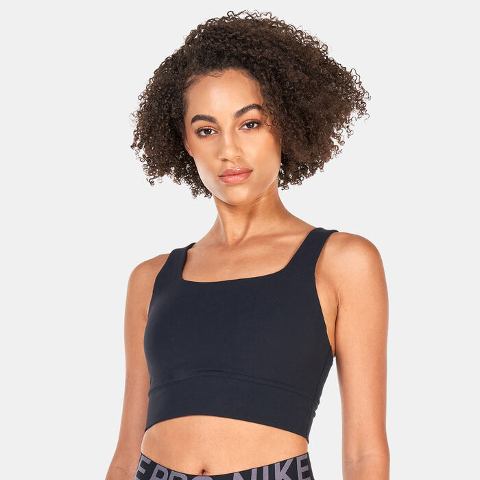 Nike Women's Dri-FIT Zenvy Medium-Support Longline Training Sports Bra Black image number 0