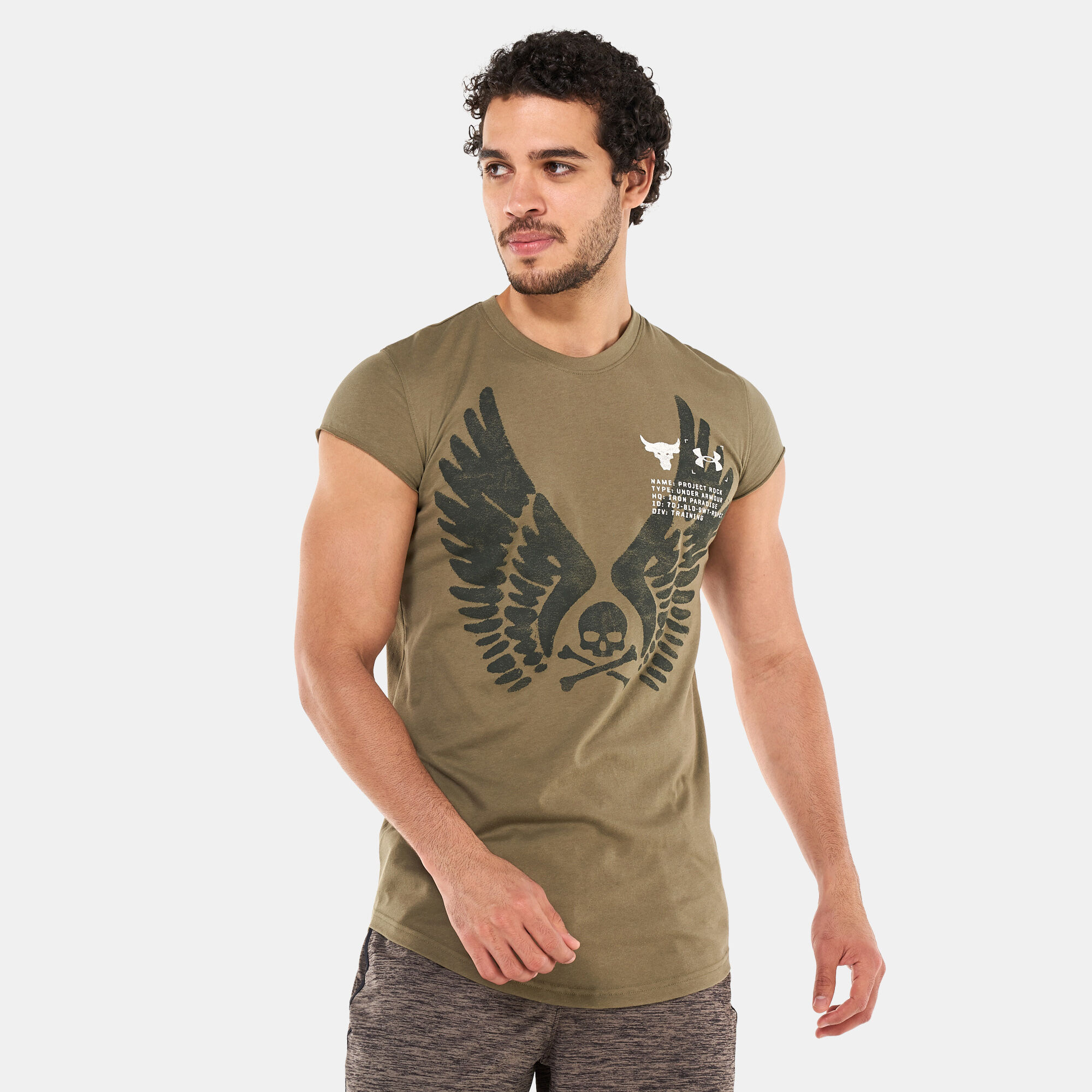 Men s UA Project Rock Cutoff T Shirt Green Under Armour in Qatar SSS