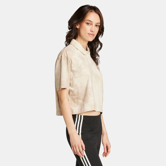 adidas Women's ALL SZN Tie Dye Polo T-Shirt Beige adidas Women's ALL SZN Tie Dye Polo T-Shirt Beige image number 2