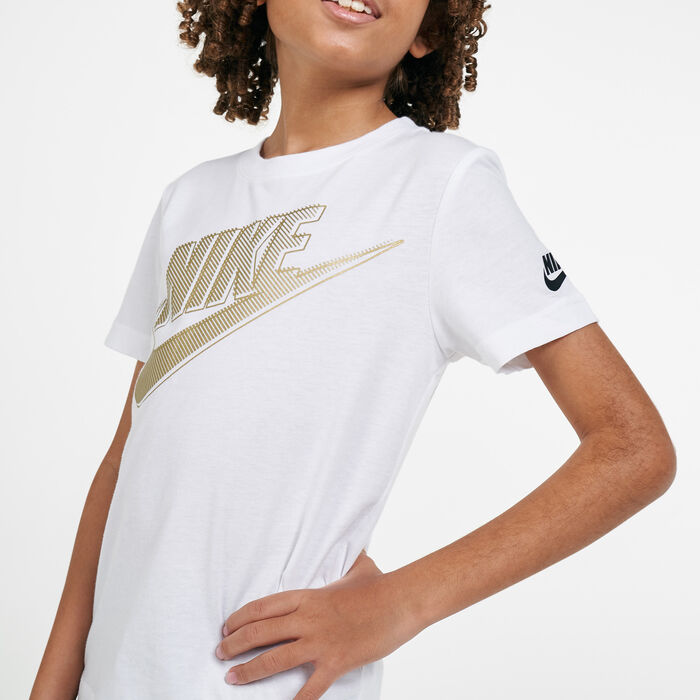 Nike Kids' Club HBR Futura Metallic T-Shirt (Younger Kids) White Nike Kids' Club HBR Futura Metallic T-Shirt (Younger Kids) White image number 3