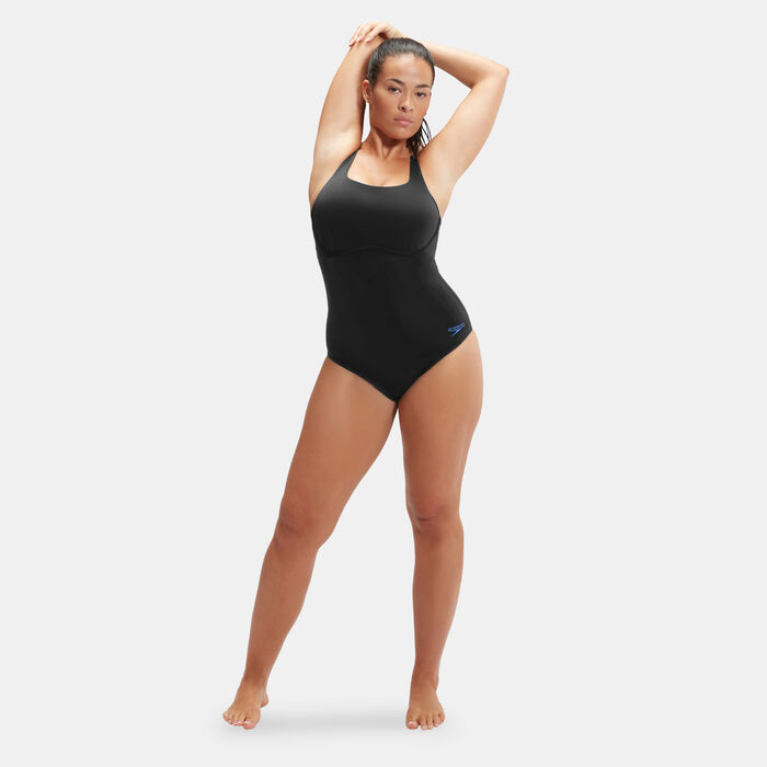 Speedo Women's Support Banded One-Piece Swimsuit Black Speedo Women's Support Banded One-Piece Swimsuit Black image number 2