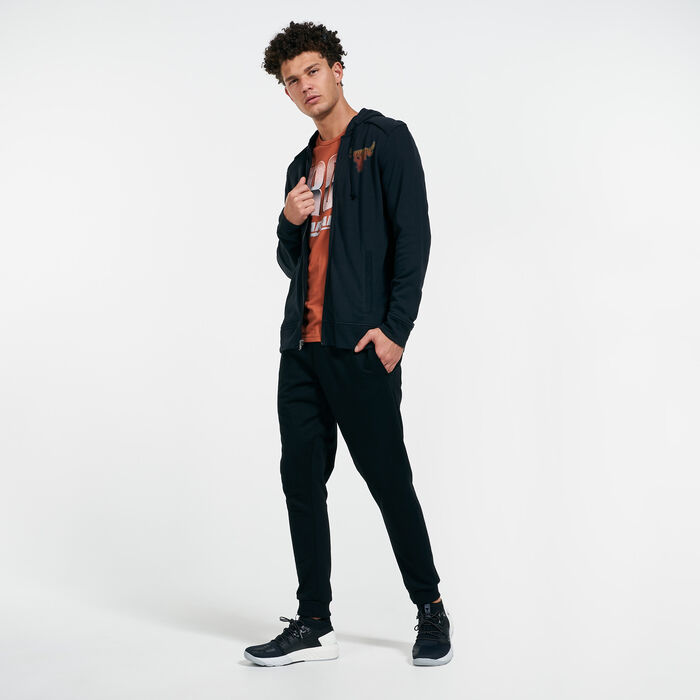 Under Armour Men's Project Rock Terry Full-Zip Hoodie Black image number 2