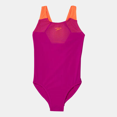 Speedo Kids' Tech Placement Muscleback Swimsuit Black
