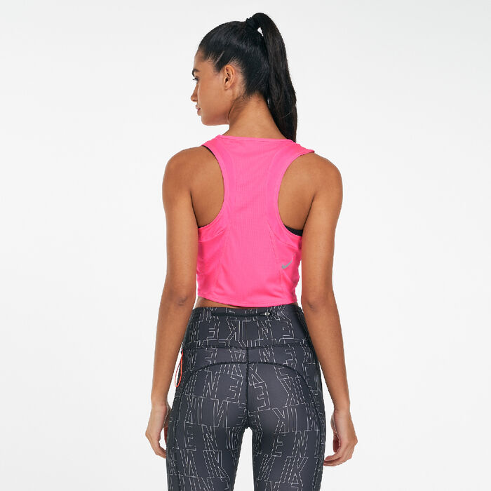 Nike Women's Dri-FIT Race Cropped Running Tank Top Pink Nike Women's Dri-FIT Race Cropped Running Tank Top Pink image number 1