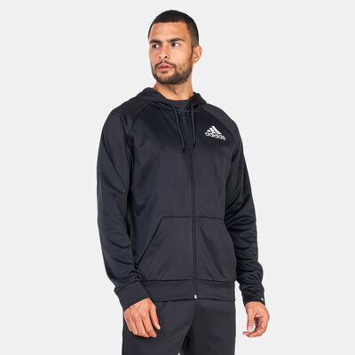adidas Men's AEROREADY Game and Go Small Logo Full-Zip Hoodie Black