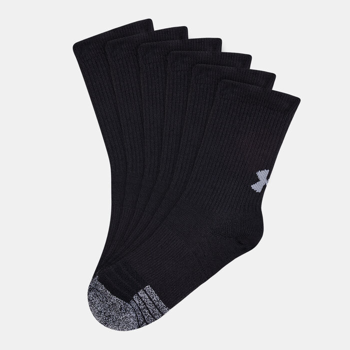 Under Armour Kids' HeatGear® Socks (3 Pack) Black Under Armour Kids' HeatGear® Socks (3 Pack) Black image number 0