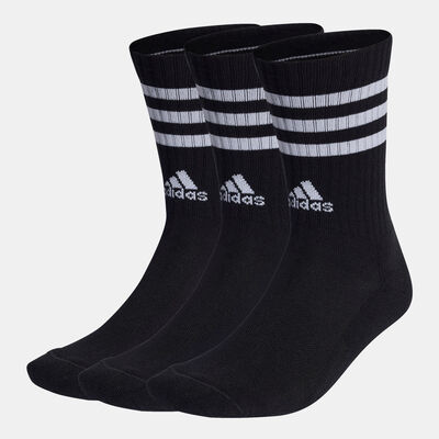 adidas Men's 3-Stripes Cushioned Crew Socks (3 Pack) Black