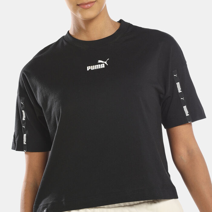 PUMA Women's Power Tape Cropped T-Shirt Black image number 3
