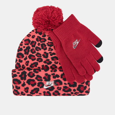 Nike Kids' Futura Beanie And Gloves Set Red