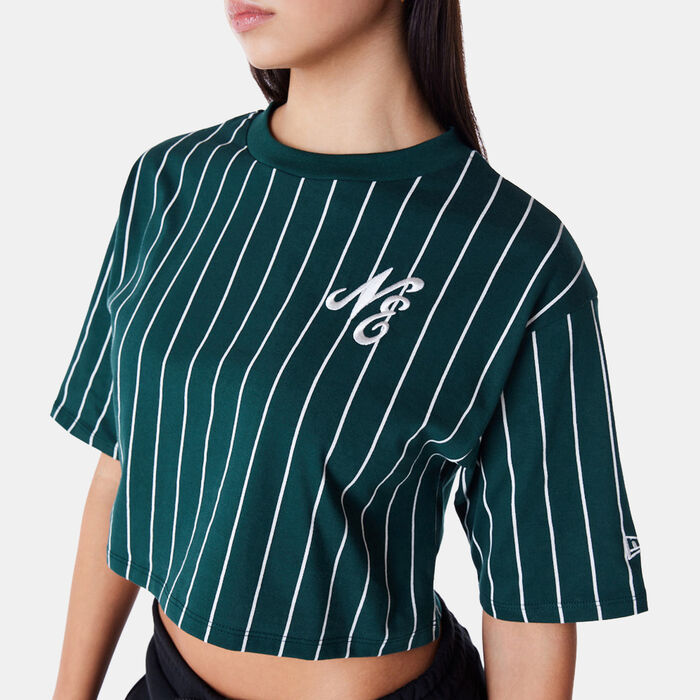 New Era Women's Pinstripe Crop Top Green New Era Women's Pinstripe Crop Top Green image number 2