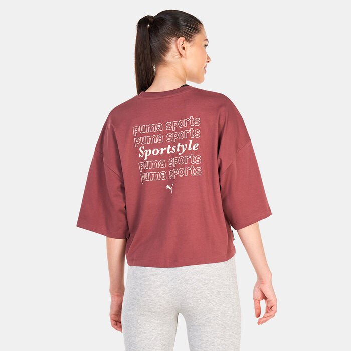 PUMA Women's TEAM Graphic T-Shirt Purple image number 1