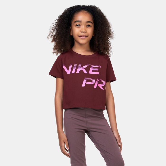 Nike Kids' Dri-FIT Sport Essential+ Cropped Training T-Shirt (Older Kids) Maroon Nike Kids' Dri-FIT Sport Essential+ Cropped Training T-Shirt (Older Kids) Maroon image number 0