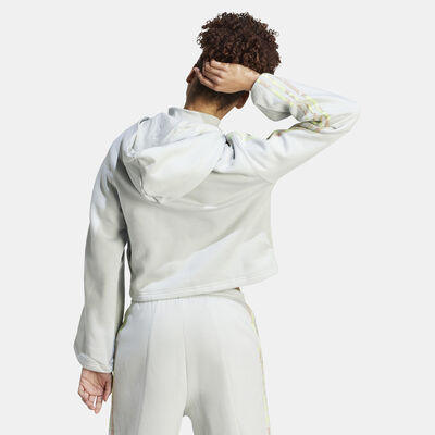 adidas Women's Floral Graphic Half-Zip Hoodie Green