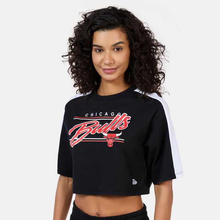 New Era Women's NBA Chicago Bulls Colourblock Crop Top Black New Era Women's NBA Chicago Bulls Colourblock Crop Top Black image number 0