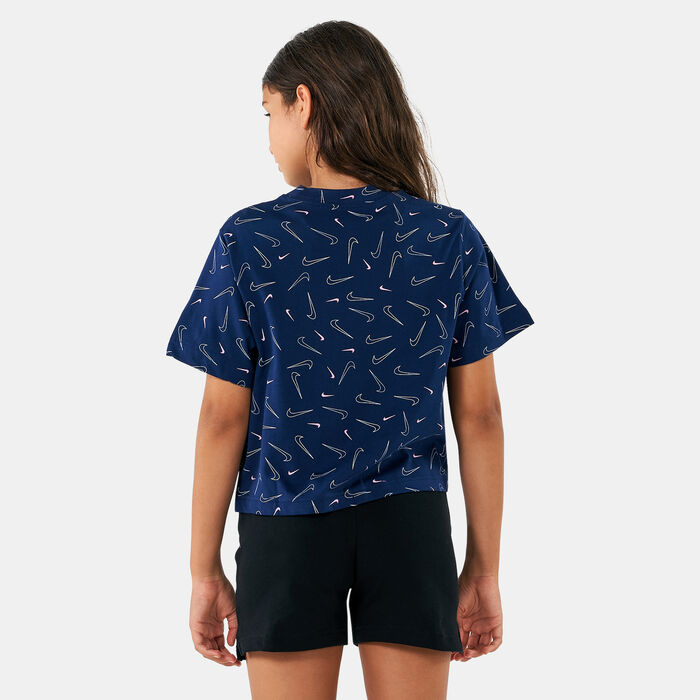 Nike Kids' Sportswear Swoosh Fetti T-Shirt Blue Nike Kids' Sportswear Swoosh Fetti T-Shirt Blue image number 1