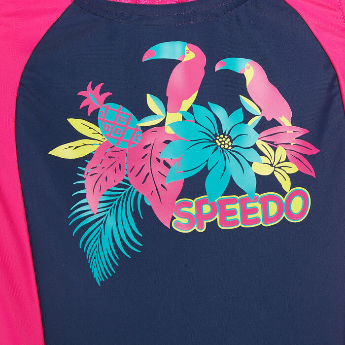 Speedo Kids' Samba Feathers Panel Legsuit (Older Kids) Blue Speedo Kids' Samba Feathers Panel Legsuit (Older Kids) Blue image number 2