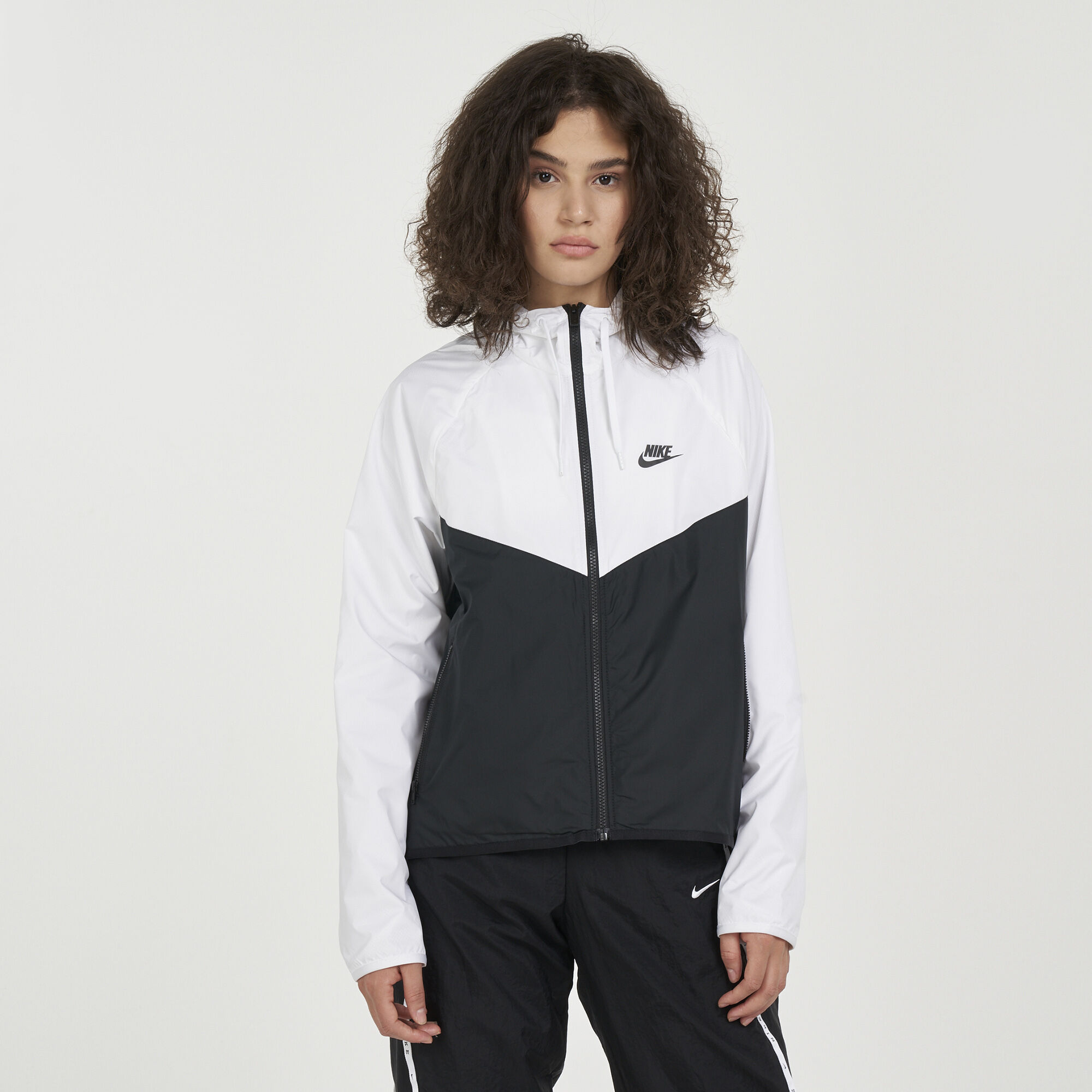 Nike women's sportswear windrunner jacket black and white sale