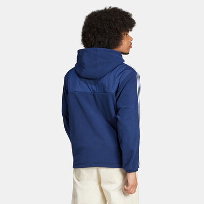 adidas Originals Men's Adicolor 3-Stripes Teddy Fleece Hoodie Blue