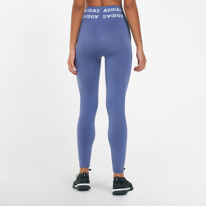 adidas Women's Training Aeroknit 7/8 High-Rise Leggings Purple adidas Women's Training Aeroknit 7/8 High-Rise Leggings Purple image number 1