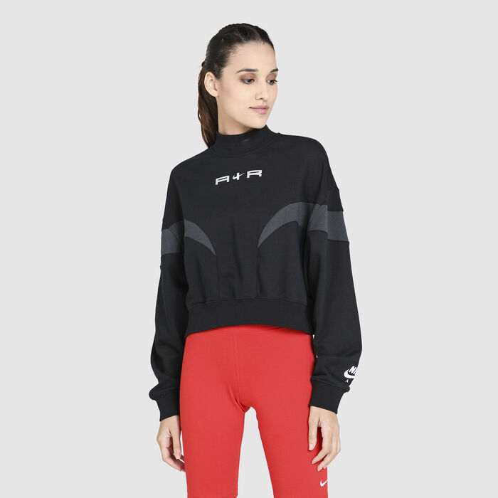 Nike Women's Air Mock Fleece Sweatshirt Black Nike Women's Air Mock Fleece Sweatshirt Black image number 0