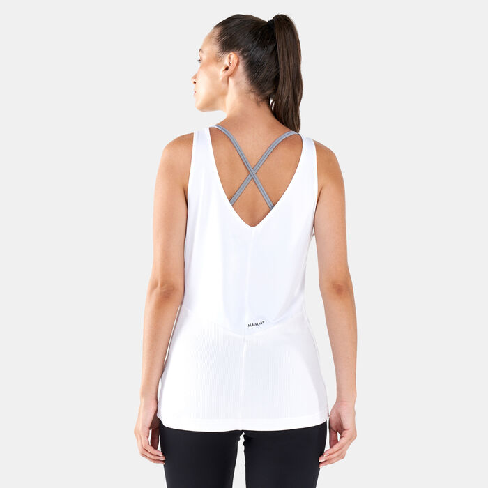 adidas Women's X Zoe Saldana AEROREADY Rib Tank Top White adidas Women's X Zoe Saldana AEROREADY Rib Tank Top White image number 1