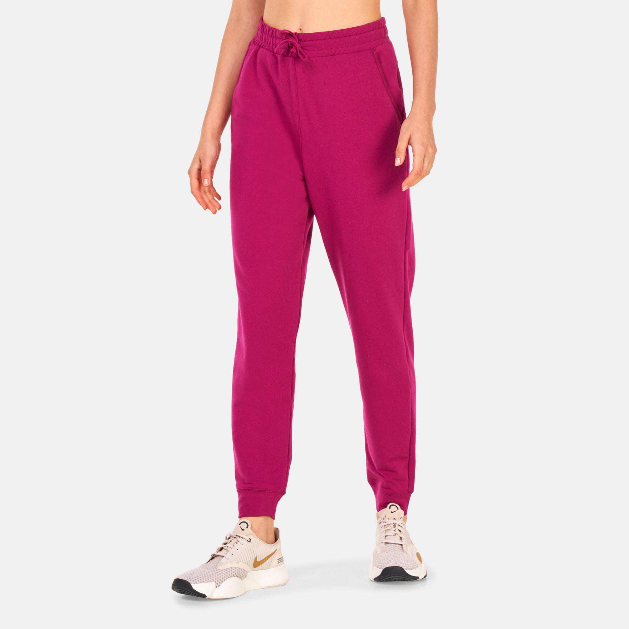 Women s Yoga Dri FIT 7 8 Fleece Joggers Pink Nike in Qatar SSS