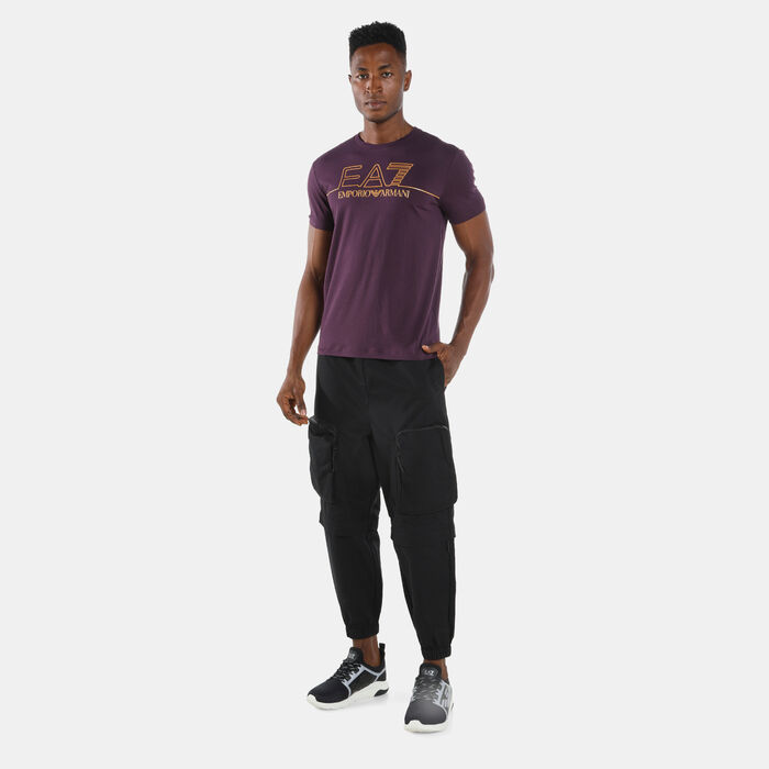 EA7 Emporio Armani Men's Train Gold Label Big Logo T-Shirt Purple EA7 Emporio Armani Men's Train Gold Label Big Logo T-Shirt Purple image number 2