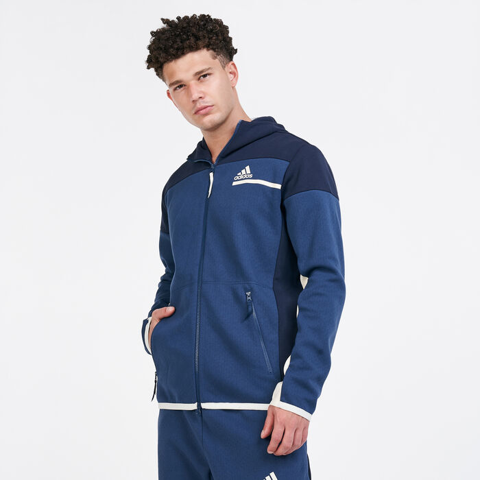 adidas Men's Z.N.E. Full-Zip Hoodie Blue adidas Men's Z.N.E. Full-Zip Hoodie Blue image number 0