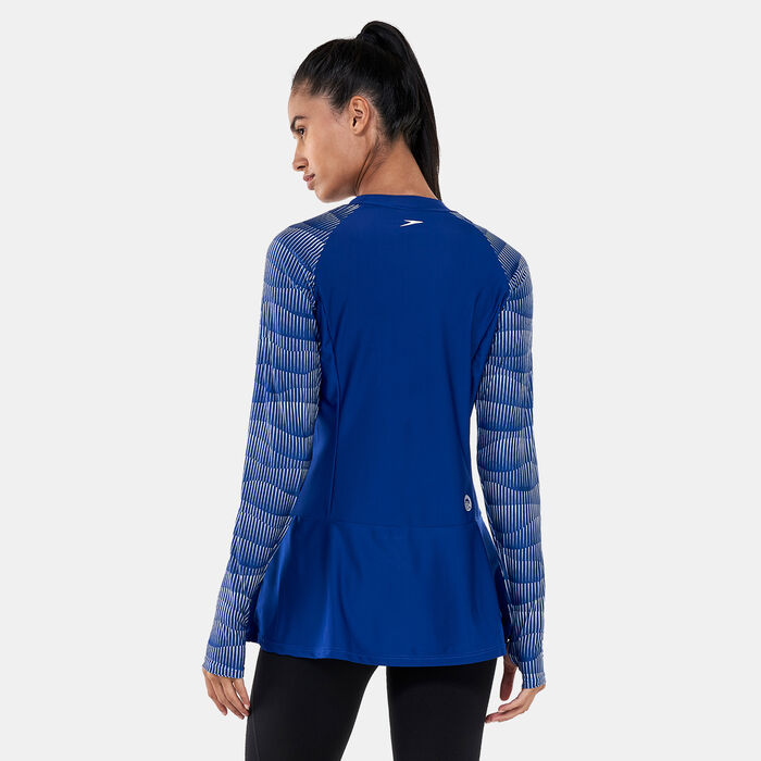 Speedo Women's Modest Deluxe Rashguard Blue Speedo Women's Modest Deluxe Rashguard Blue image number 1