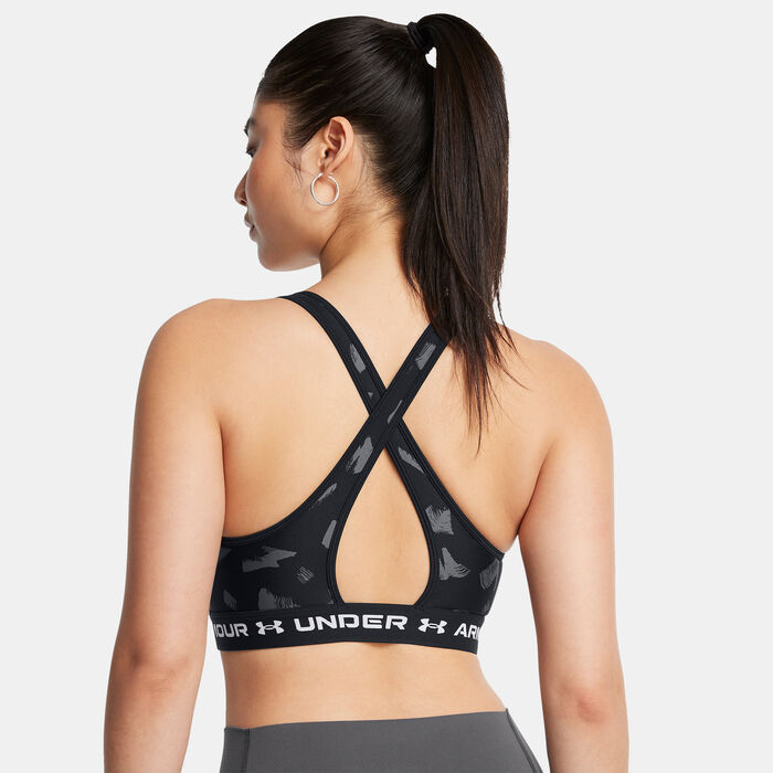 Under Armour Women's Armour Medium Support Printed Sports Bra Black Under Armour Women's Armour Medium Support Printed Sports Bra Black image number 1