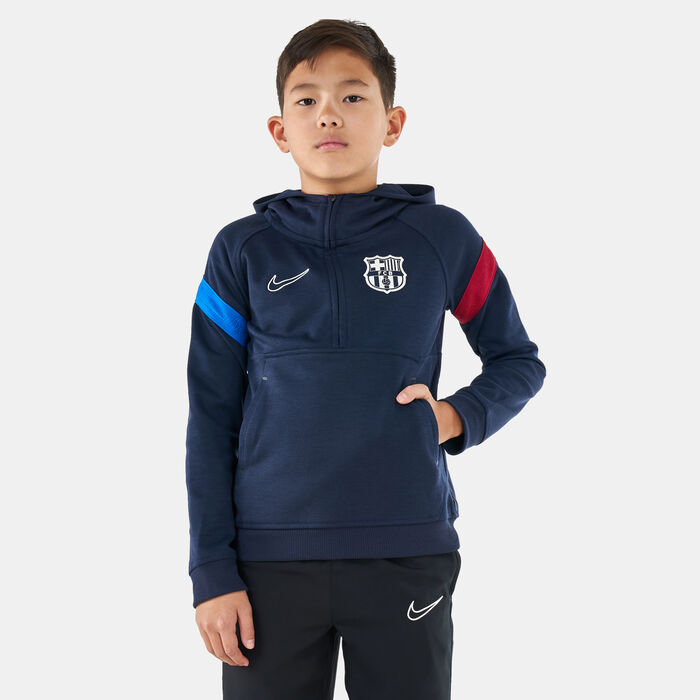 Nike Kids' Dri-FIT F.C. Barcelona 1/2 Zip Football Hoodie (Younger Kids) Blue Nike Kids' Dri-FIT F.C. Barcelona 1/2 Zip Football Hoodie (Younger Kids) Blue image number 0