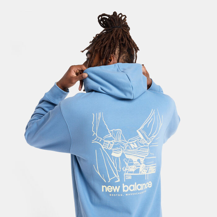 New Balance Men's French Terry Shine Hoodie Blue New Balance Men's French Terry Shine Hoodie Blue image number 3