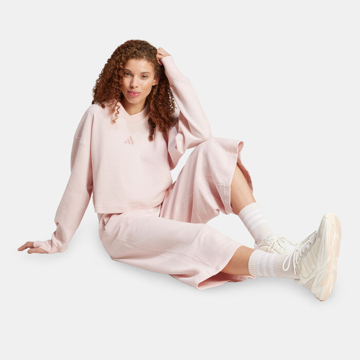 adidas Women's ALL SZN 7/8 Wide Leg Joggers Pink adidas Women's ALL SZN 7/8 Wide Leg Joggers Pink image number 2