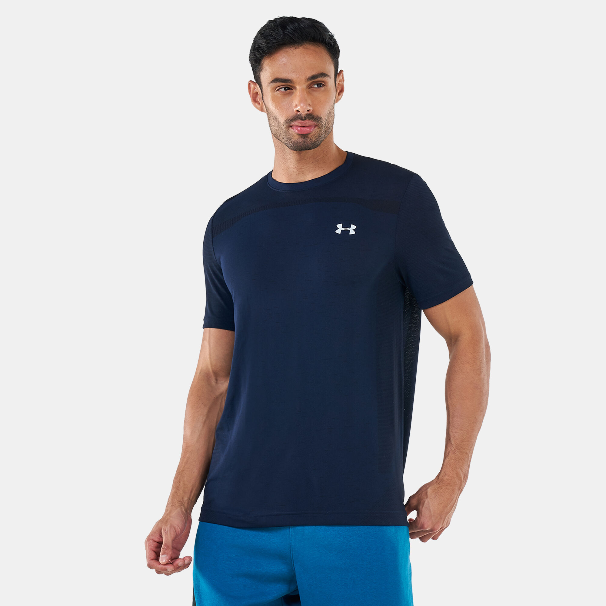 Men s UA Seamless T Shirt Blue Under Armour in Qatar SSS