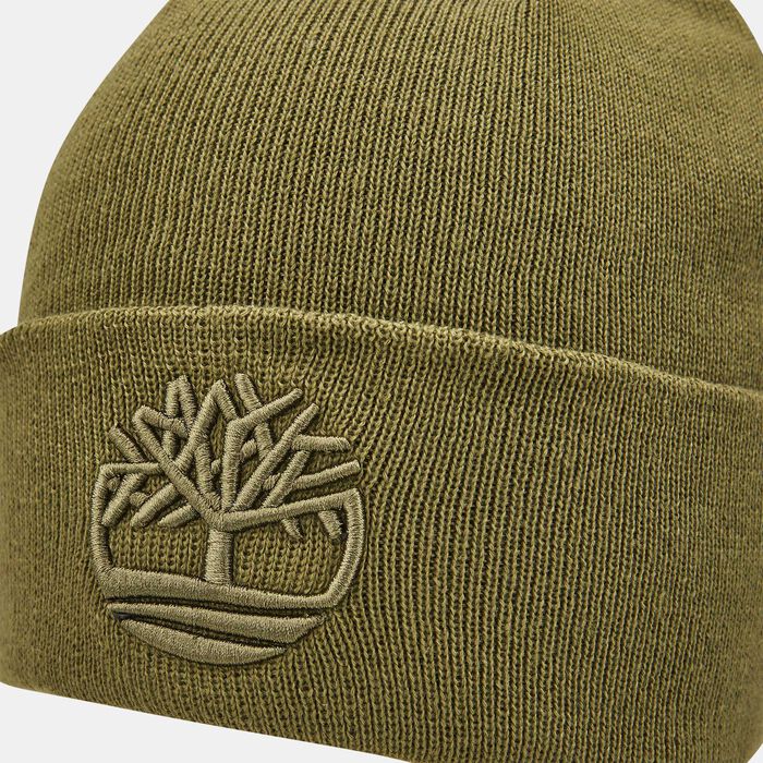 Timberland Men's Tonal 3D Embroidery Beanie Green Timberland Men's Tonal 3D Embroidery Beanie Green image number 2