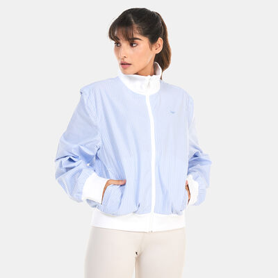 adidas Originals Women's Premium Essentials Poplin Stripe Track Jacket Blue