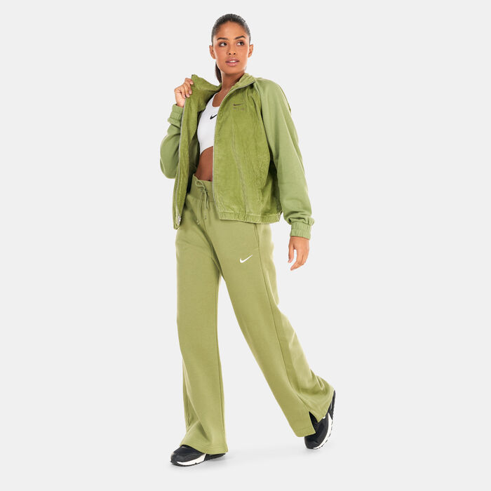 Nike Women's Air Corduroy Fleece Full-Zip Jacket Green image number 2