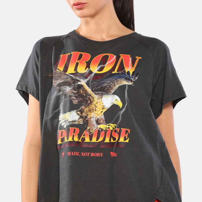 Under Armour Women's Project Rock Iron Paradise T-Shirt Grey Under Armour Women's Project Rock Iron Paradise T-Shirt Grey image number 3