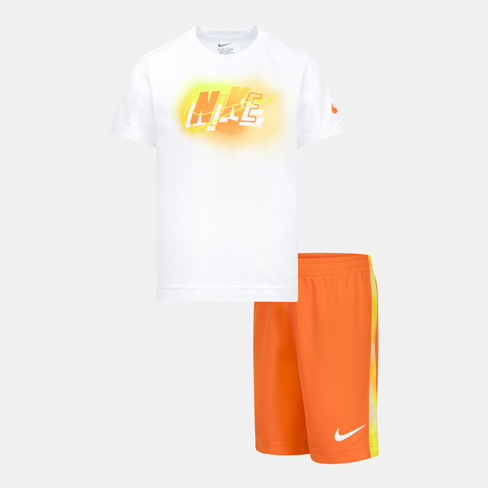 Nike Kids' Hazy Rays T-Shirt and Shorts Set Orange Nike Kids' Hazy Rays T-Shirt and Shorts Set Orange image number 0