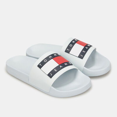 Tommy Hilfiger Women's Jeans Flag Logo Slides Blue Tommy Hilfiger Women's Jeans Flag Logo Slides Blue