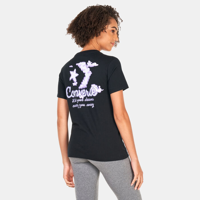 Converse Womens Seasonal Graphic Word Art T-Shirt Black Converse Womens Seasonal Graphic Word Art T-Shirt Black image number 1