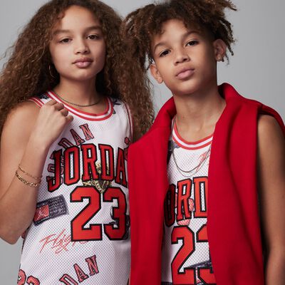 Jordan Kids' 23 Striped Jersey Top White Jordan Kids' 23 Striped Jersey Top White