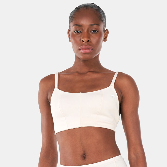 adidas Women's Yoga Studio Light-Support Training Sports Bra Beige adidas Women's Yoga Studio Light-Support Training Sports Bra Beige image number 0