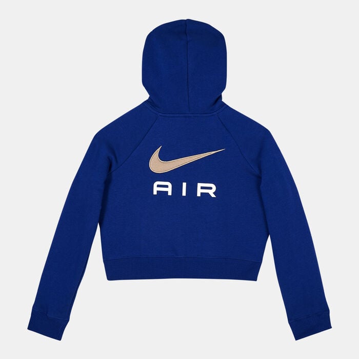 Nike Kids' Air French Terry Crop Hoodie (Older Kids) Blue Nike Kids' Air French Terry Crop Hoodie (Older Kids) Blue image number 1