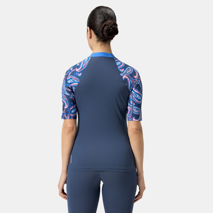 Speedo Women's Printed Swimming Rashguard Blue Speedo Women's Printed Swimming Rashguard Blue image number 1