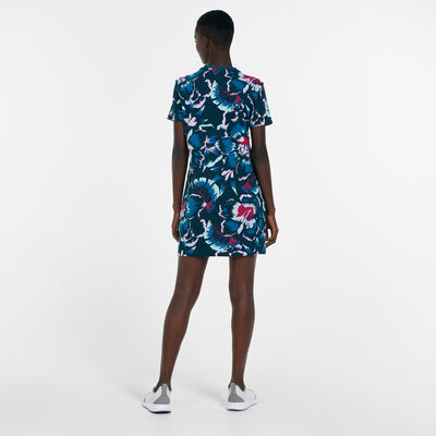 adidas Women's FARM Rio Floral Print T-Shirt Dress White