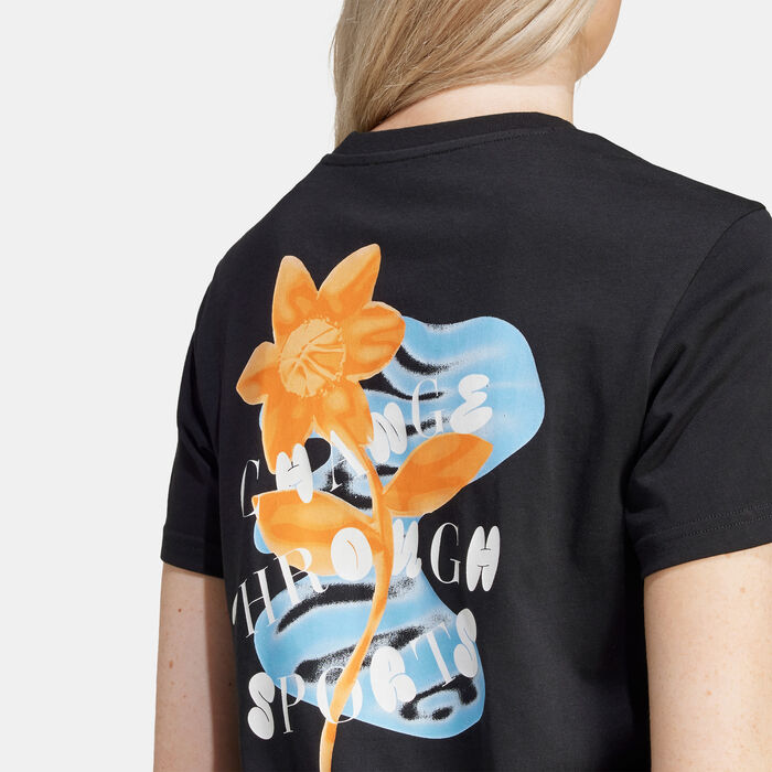 adidas Women's Flower Pack Graphic T-Shirt Black adidas Women's Flower Pack Graphic T-Shirt Black image number 3