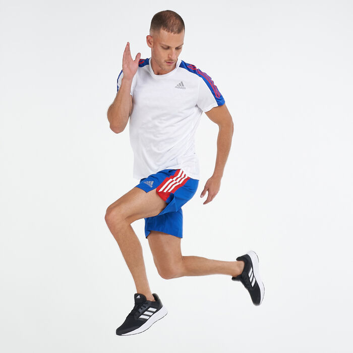 adidas Men's Own The Run 3-Stripes T-Shirt White adidas Men's Own The Run 3-Stripes T-Shirt White image number 2
