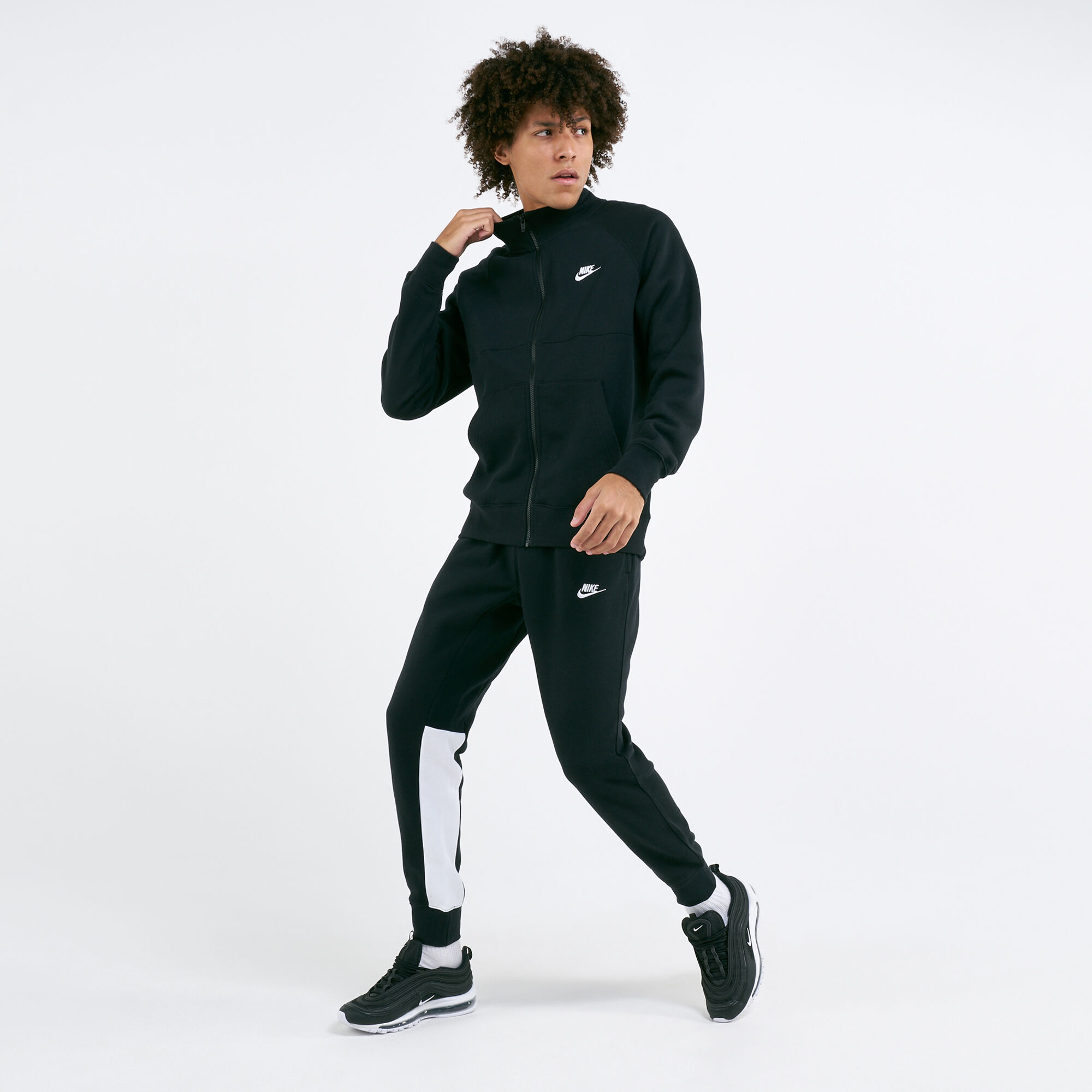 Nike fleece tracksuit black shop